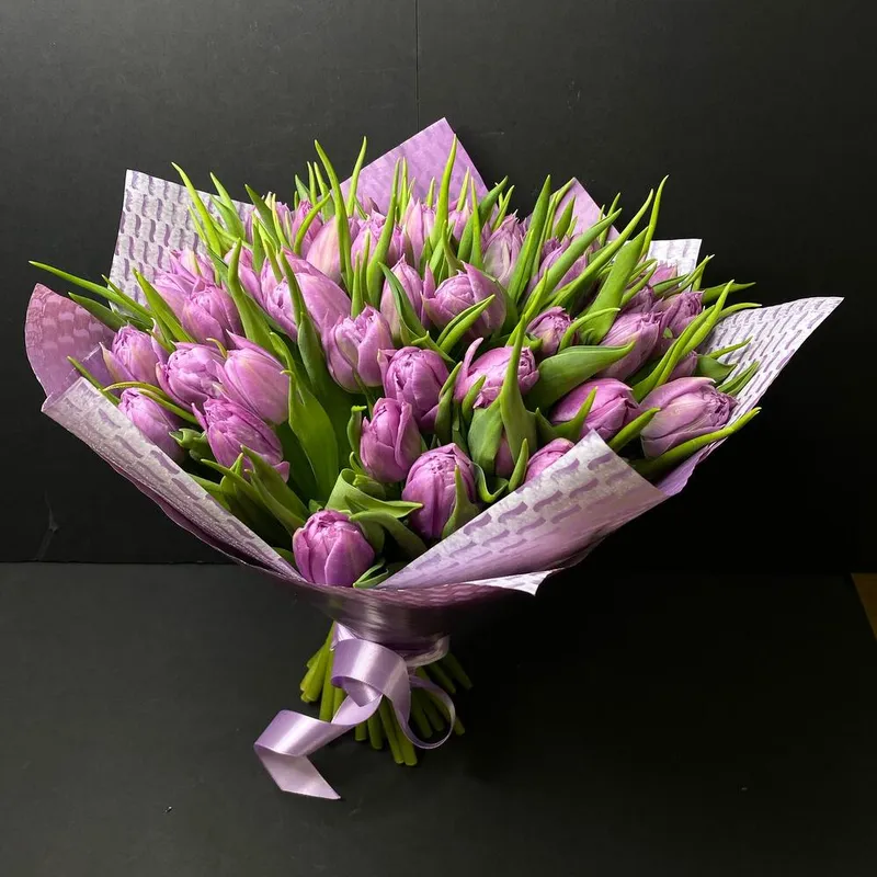 Букет из 49 роскошных пионовидных тюльпанов Дабл Прайс, фото 3