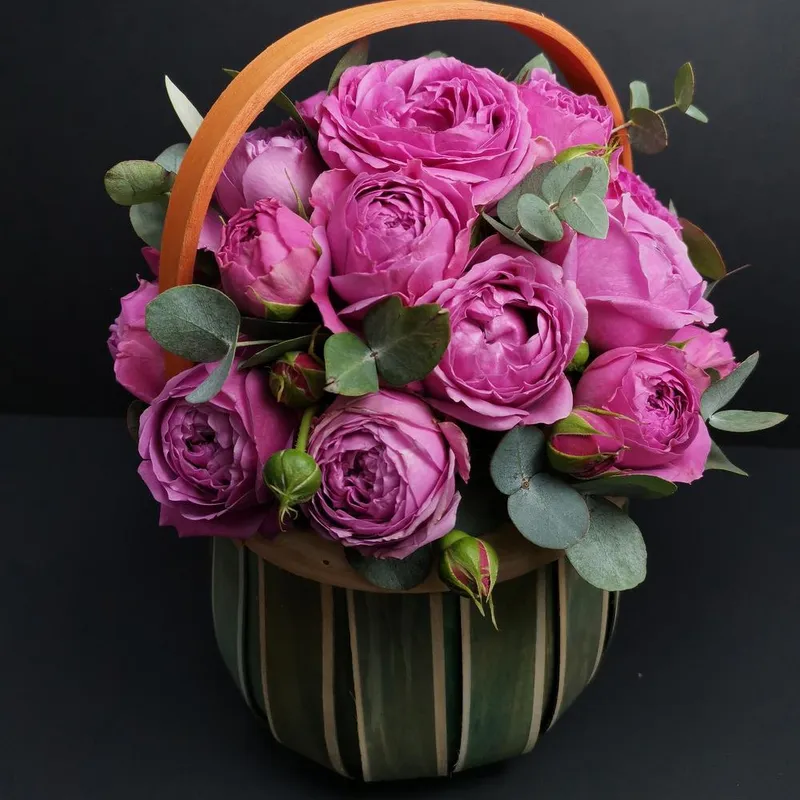  Корзинка пионовидных роз "Винтаж", фото 2