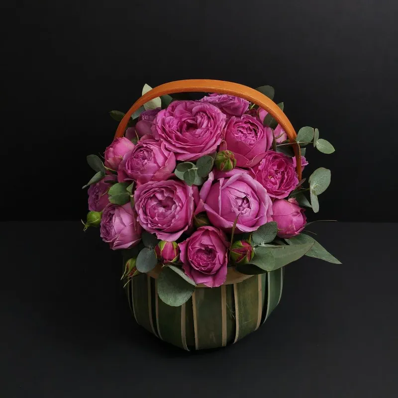  Корзинка пионовидных роз "Винтаж", фото 3