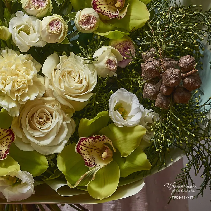 Букет из пионовидных роз и орхидей «Мохито», фото 4