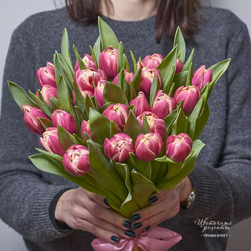 Букет из 25 пионовидных тюльпанов , фото 3