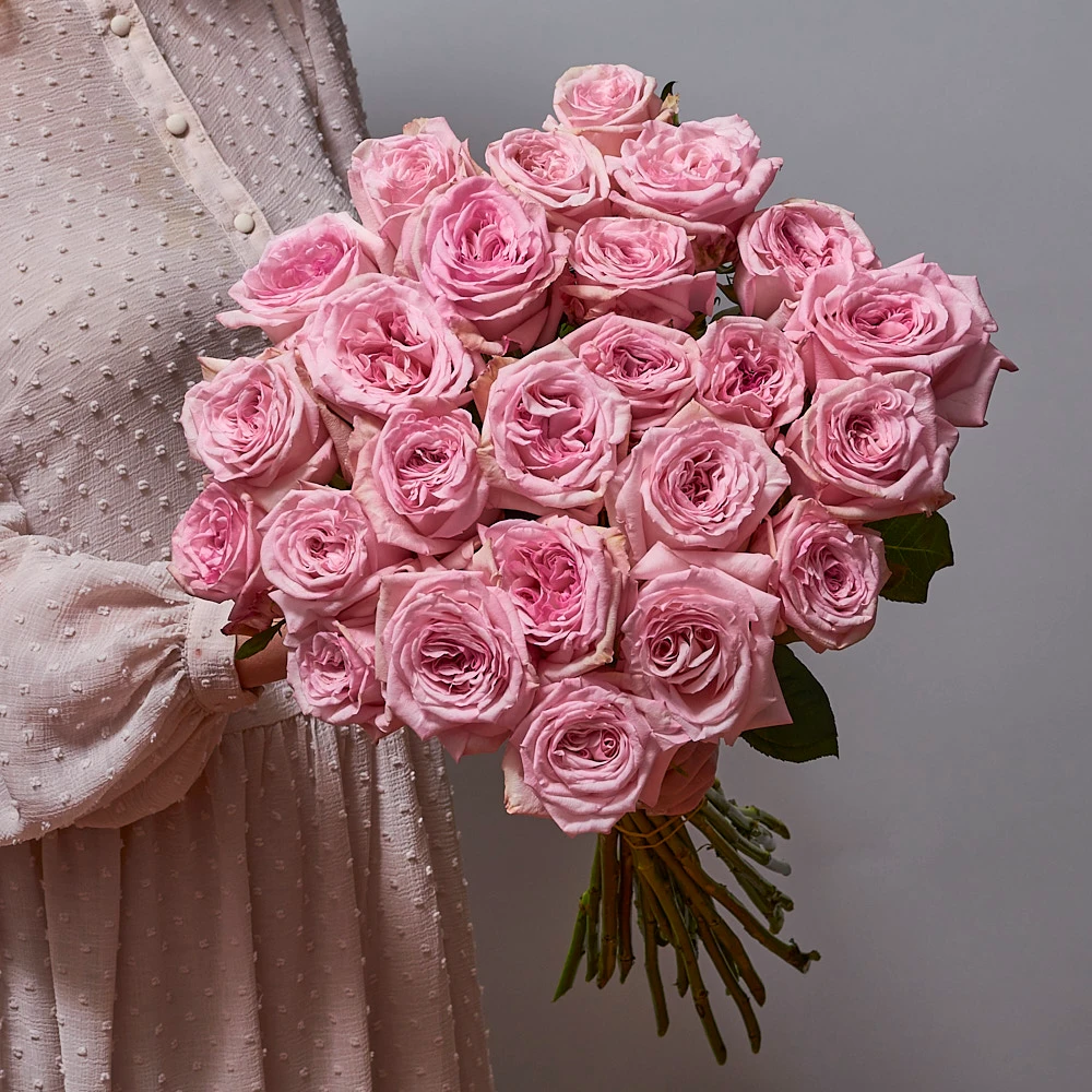 Монобукет из ароматных пионовидных роз Пинк Охара, фото 2