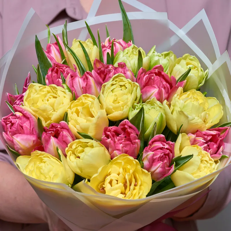 Букет из ярких пионовидных тюльпанов, фото 4